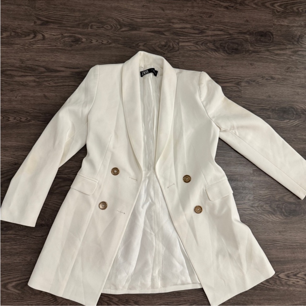 Zara Elegant White Blazer Coat